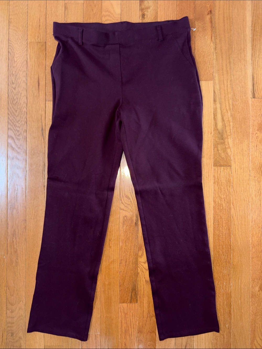 Quince Ultra-Stretch Ponte Straight Leg Pants Burgundy Size Large - Picture 2 of 7
